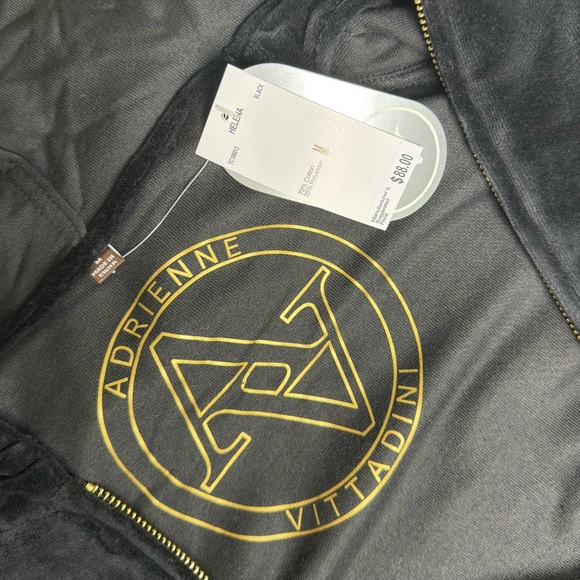 Adrienne Vittadini “Helena” Velvet Hoodie Medium in Black with Arm Detail - Picture 5 of 5